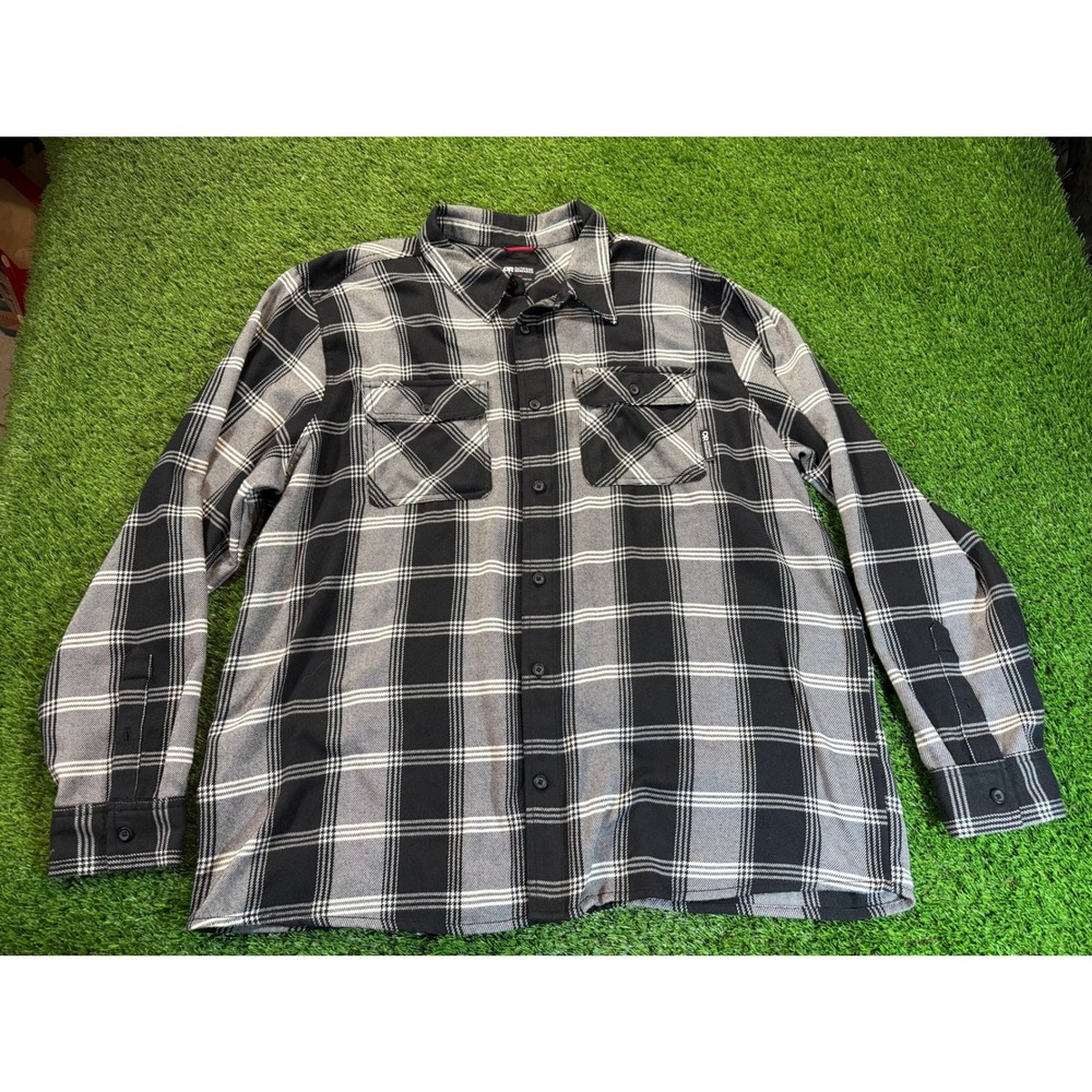 Outdoor Research Plaid Flannel Shirt Mens XXL Black Gray Button Down Long Sleeve